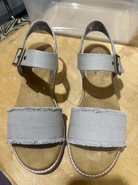 Skechers BOBS Beige Canvas Memory Foam Sandals